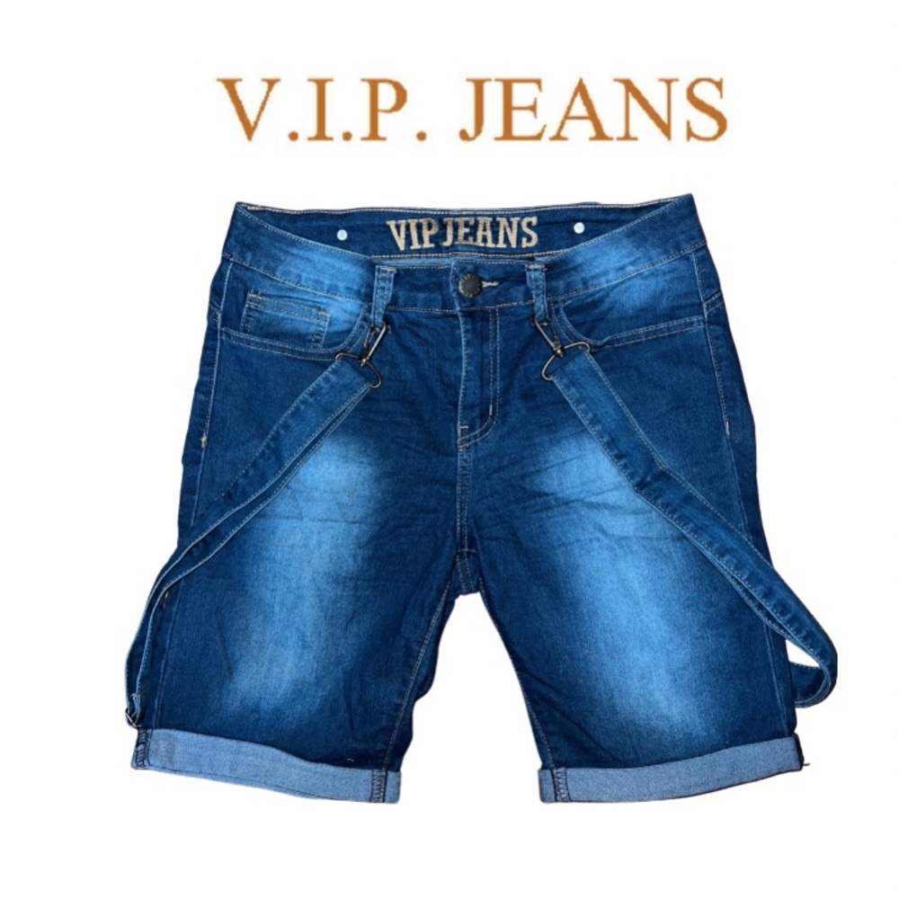 VIP Jeans Suspender Denim Shorts